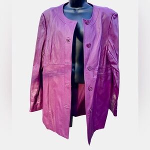 Beautiful Leather Vegan Purple Burgundy Maroon Jacket Blazer Susan Graver
